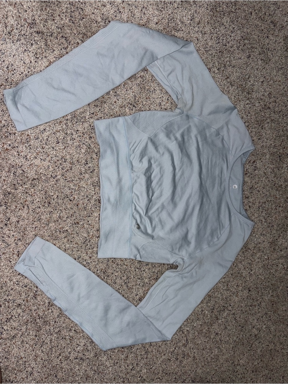 Aura Light Blue Seamless Long Sleeve Crop Top